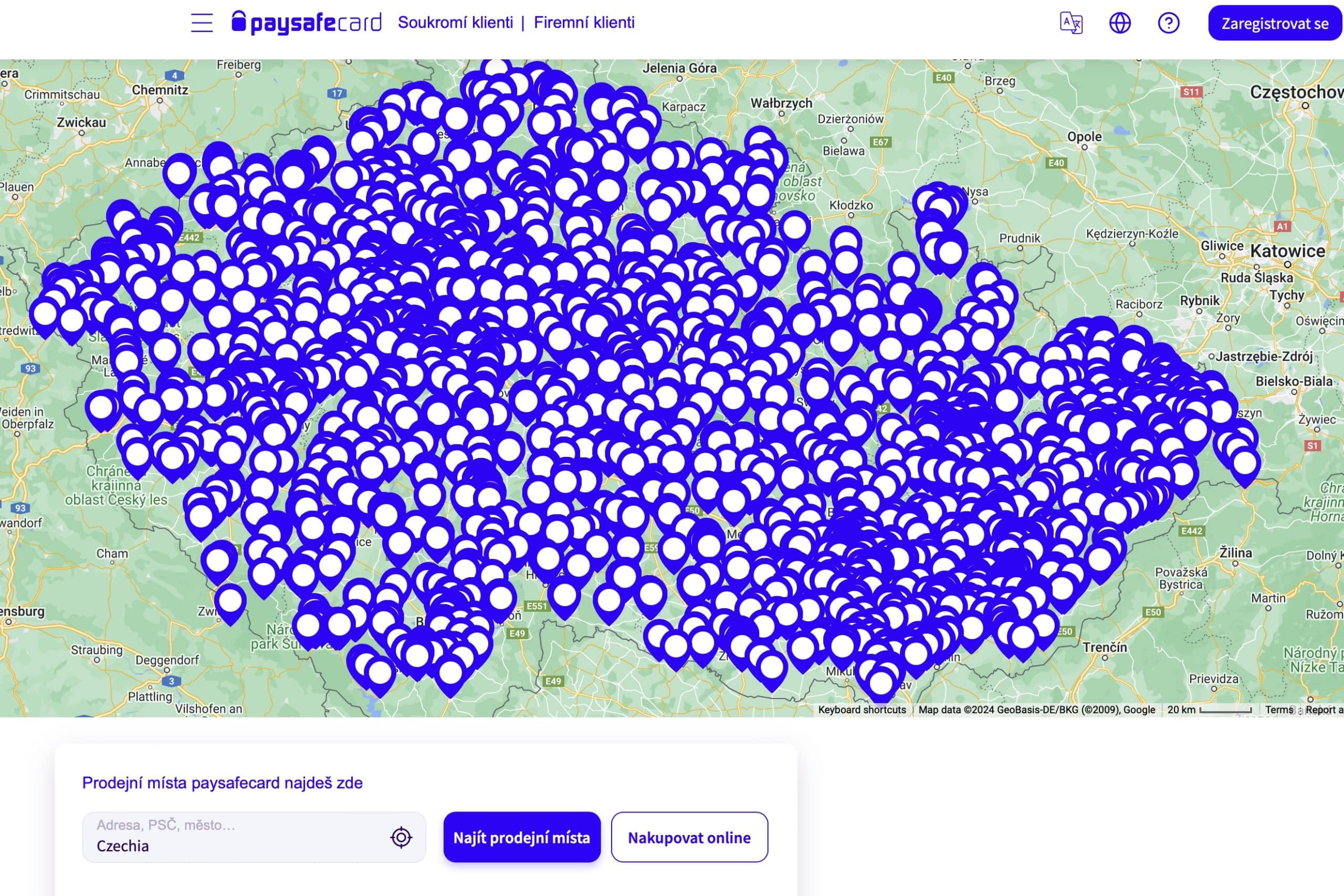 Mapa Paysafecard