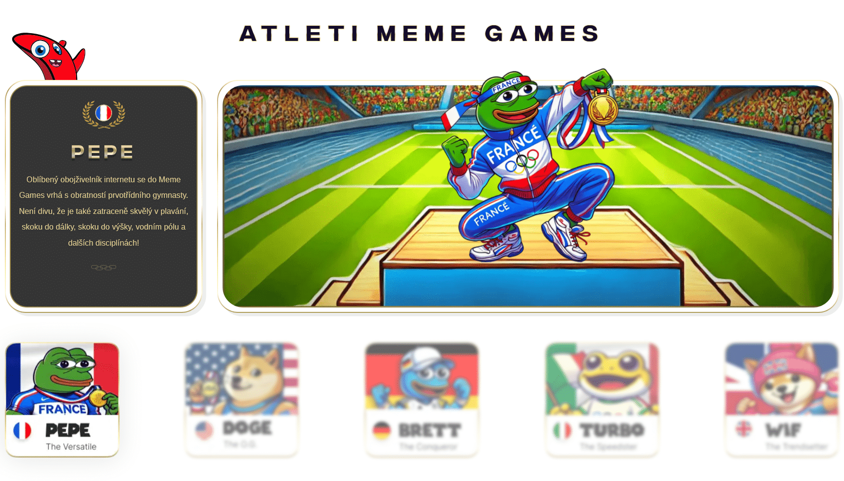 jak koupit meme games - sportovci Pepe, Doge, Brett, Wif a Turbo