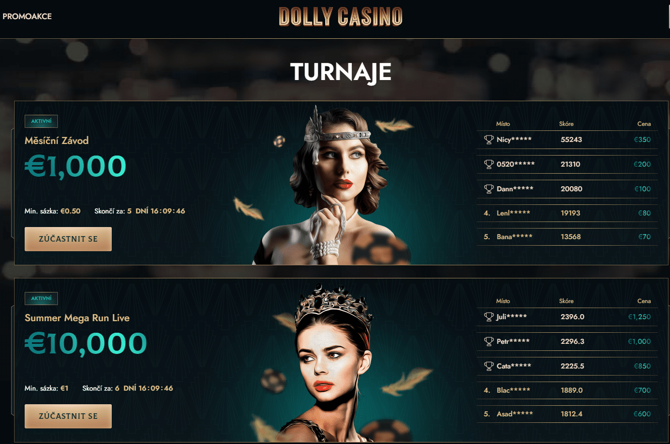 Vzrušující online turnaje v Dolly Casino