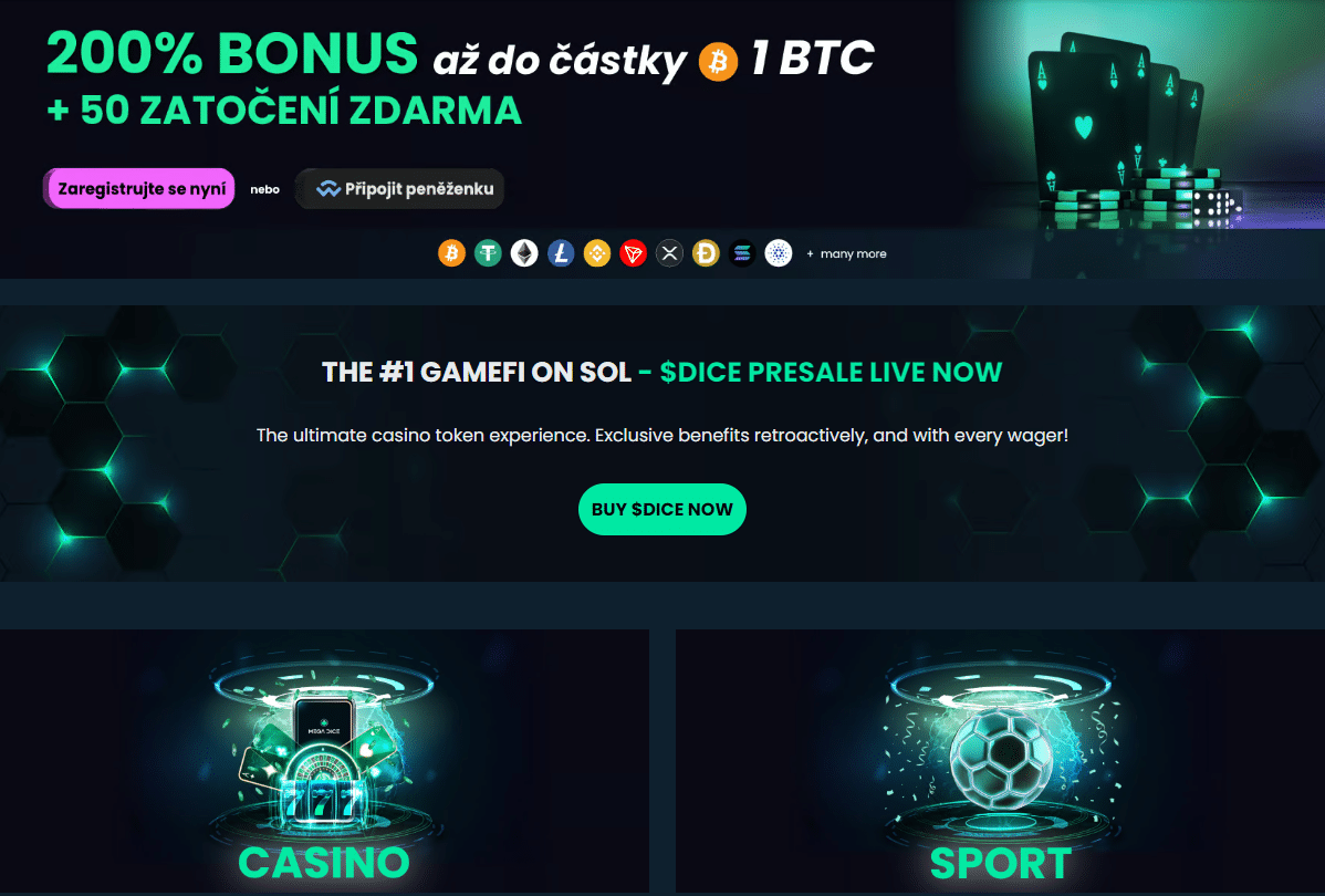 Online casino Mega Dice a jeho vstupní bonus