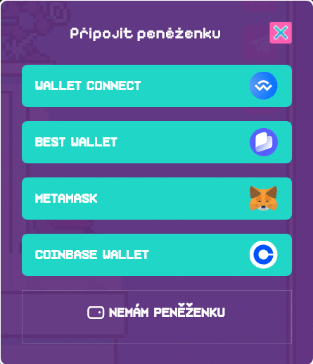 jak koupit crypto all stars - okno s výběrem peněženky