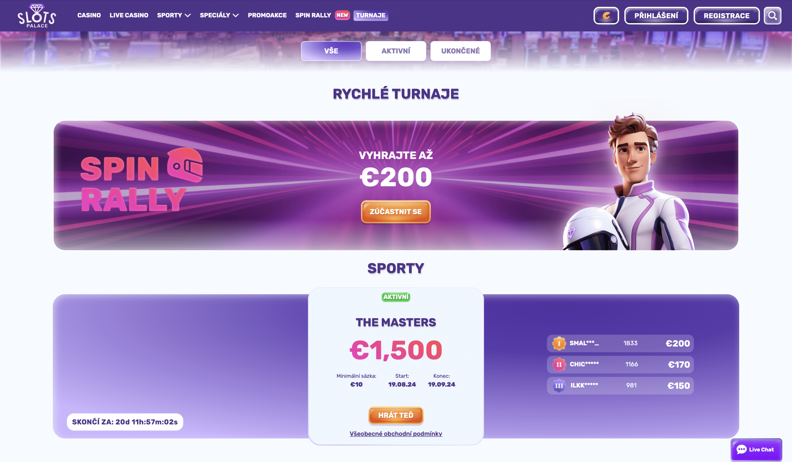 Turnaje v casinu Slots Palace