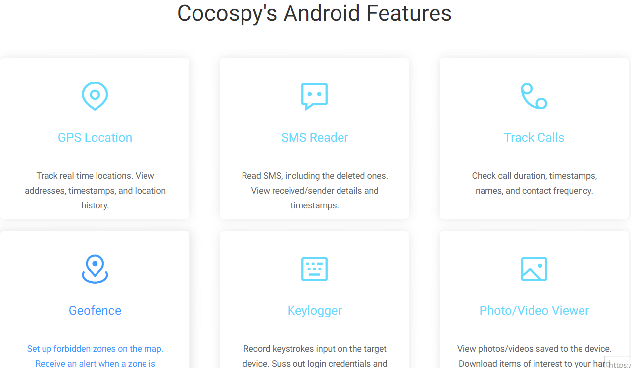 cocospy funkce Android