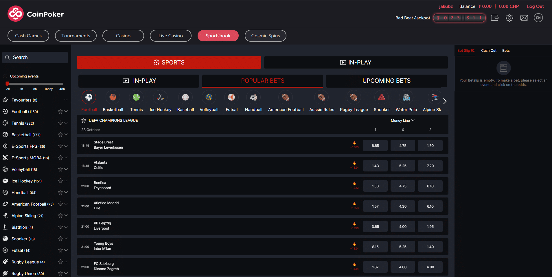 Sázení na platformě CoinPoker