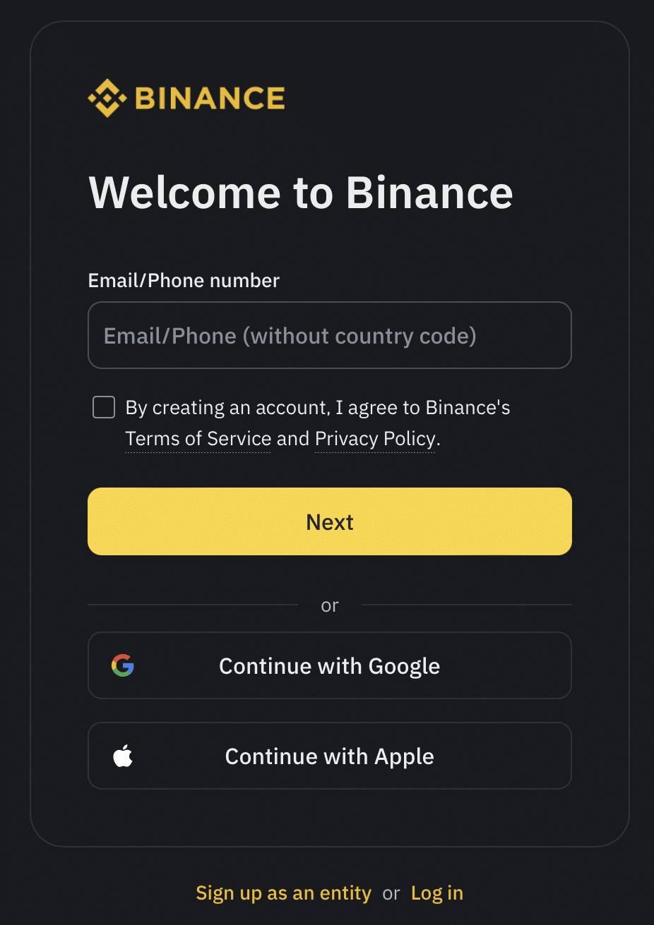 Binance registrace