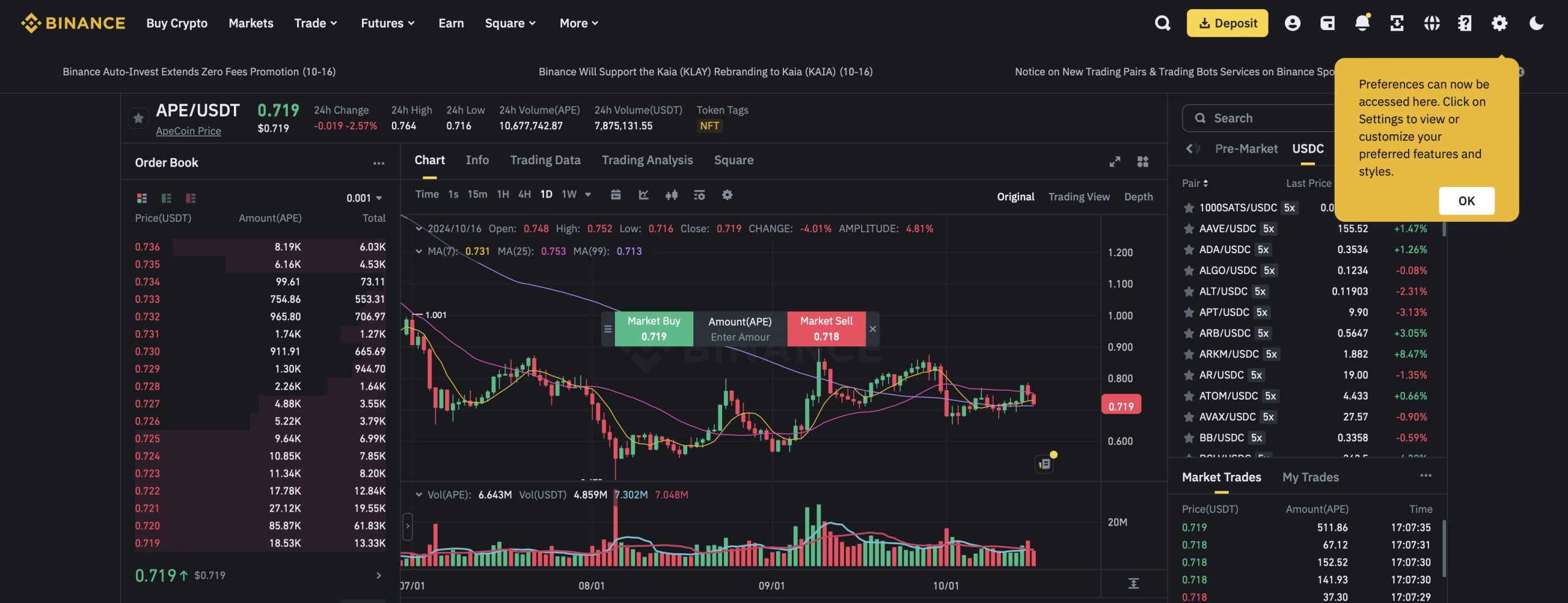 Nákup na Binance