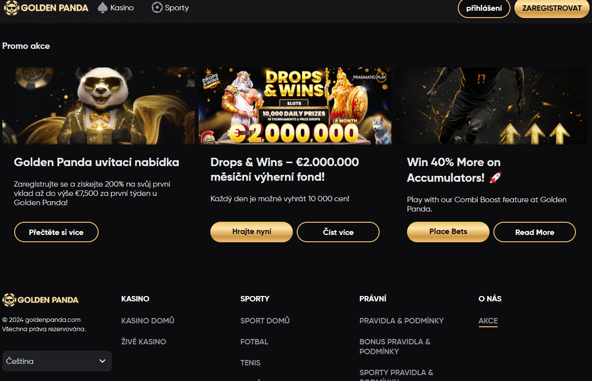 Promo akce sázkové kanceláře Golden Panda - mobilní casino