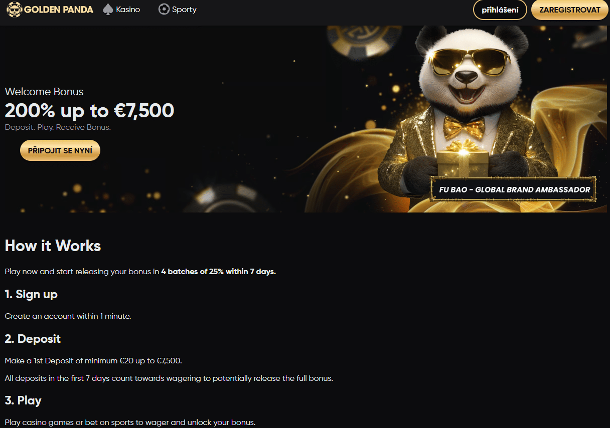 Uvítací bonus u Golden Panda - jackpot