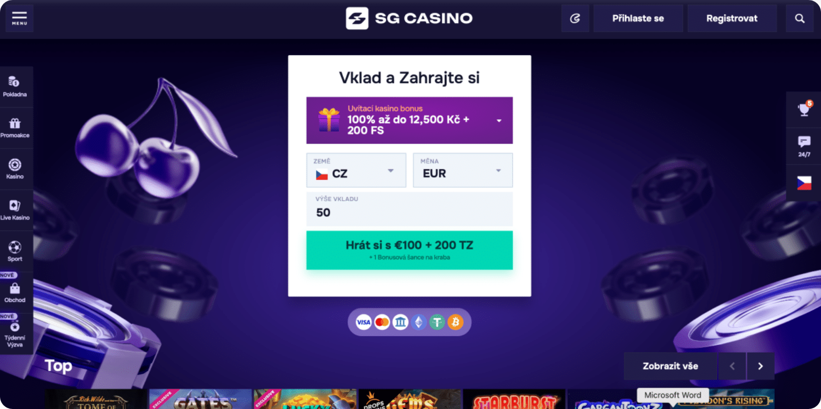 sg casino - bonus 5 eur za registraci