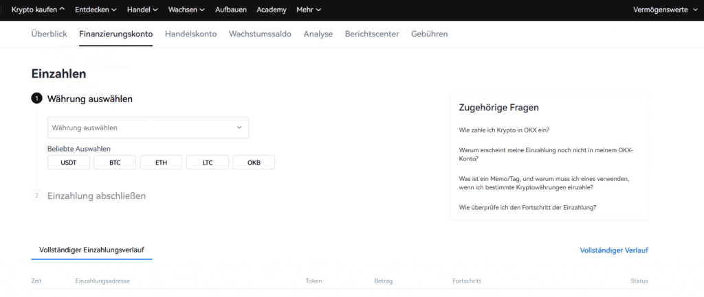 OKX Einzahlung