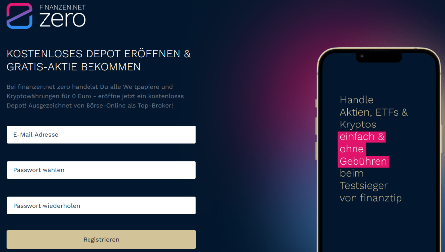 Finanzen.net Zero Registrierung