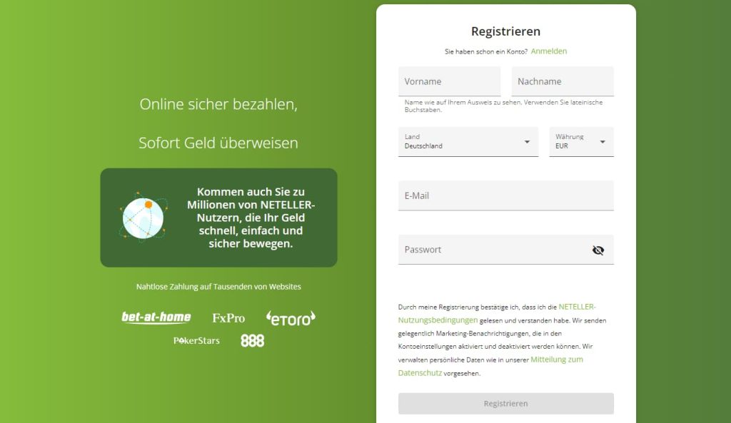 Neteller Konto eröffnen