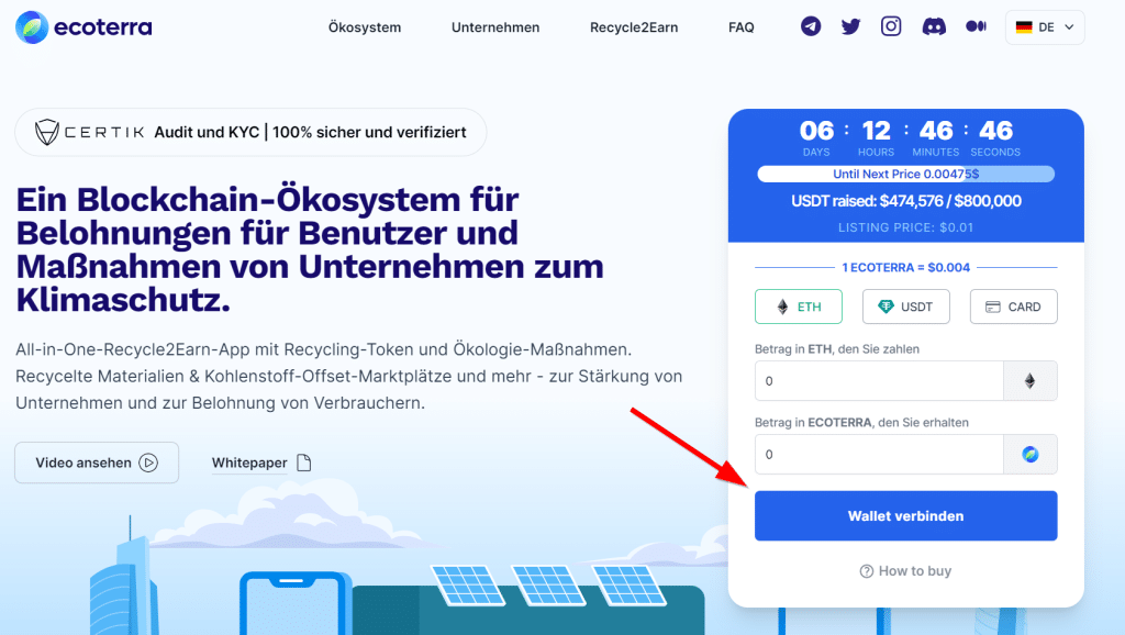 Ecoterra Wallet verbinden