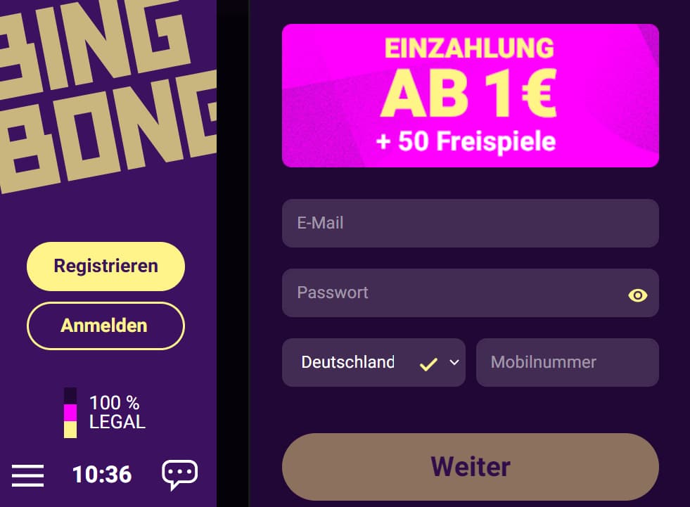 Als Neukunde bei BingBong registrieren