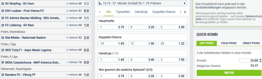 Wettangebot - Bitcoin Sportwetten