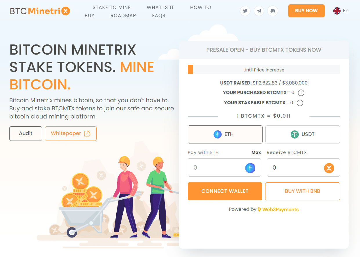 Bitcoin Minetrix Webseite