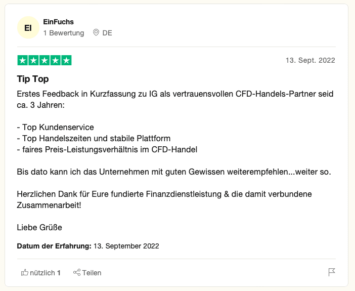 IG Markets Bewertung von EinFuchs