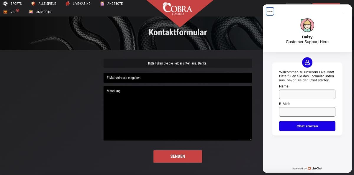 Cobra Casino Kundensupport