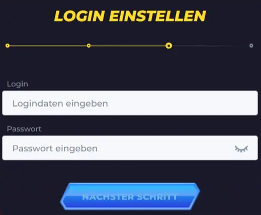 Username und sicheres Passwort festlegen