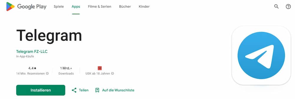 Telegram App installieren