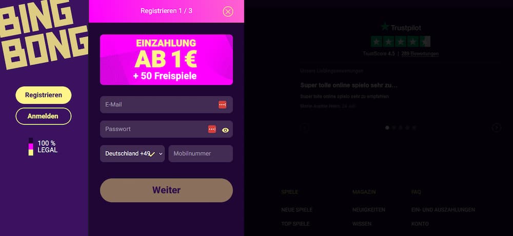 BingBong - Registrierung