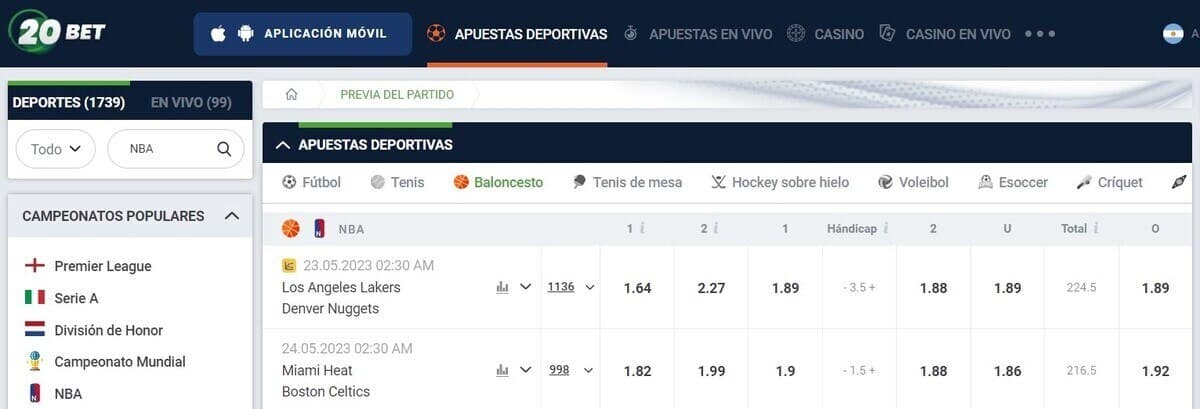 20bet apuestas NBA