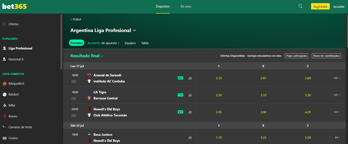 casa de apuestas bet365 Argentina