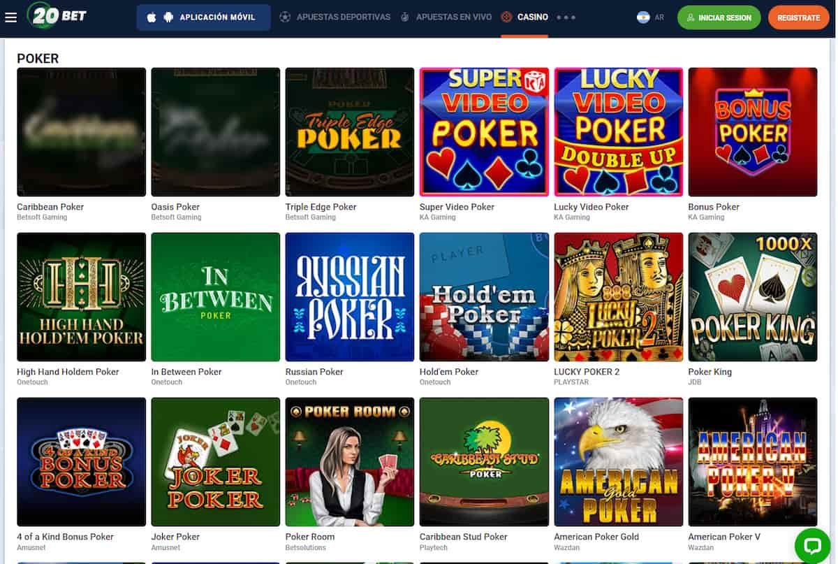 20bet video poker ar