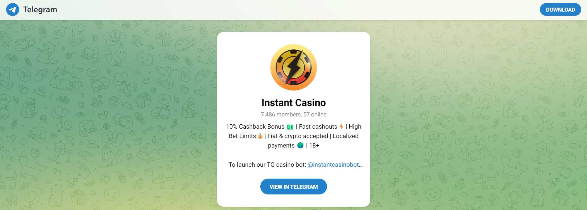 Instant casino registro Telegram