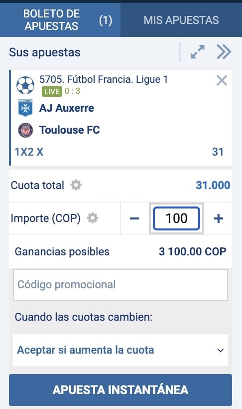 código promocional 1xbet apuesta