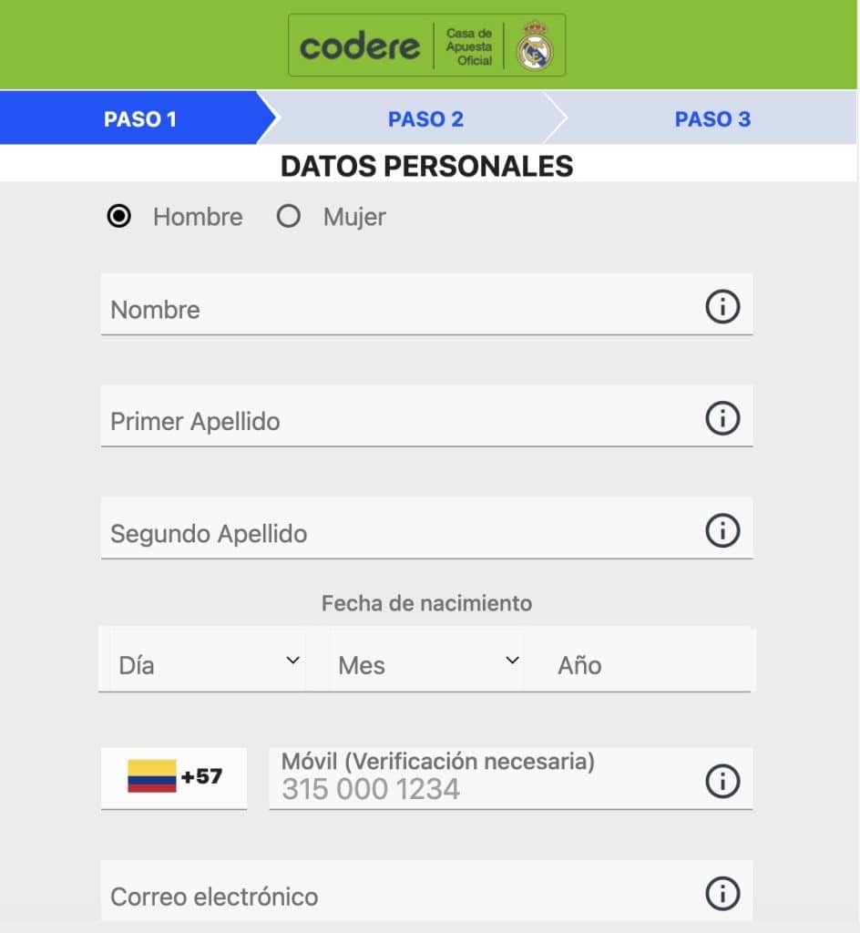 codere casino registro