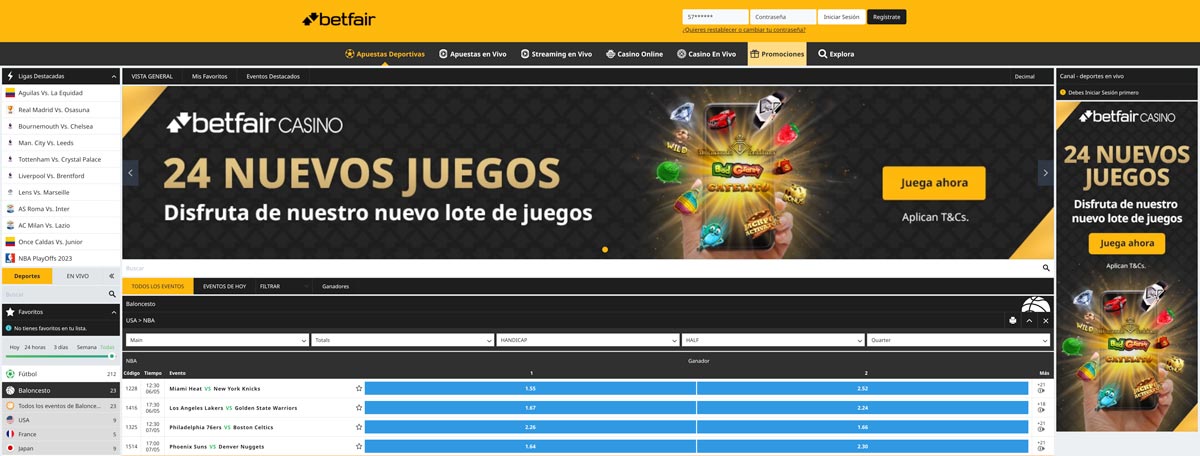 Betfair Site Apuestas NBA Colombia