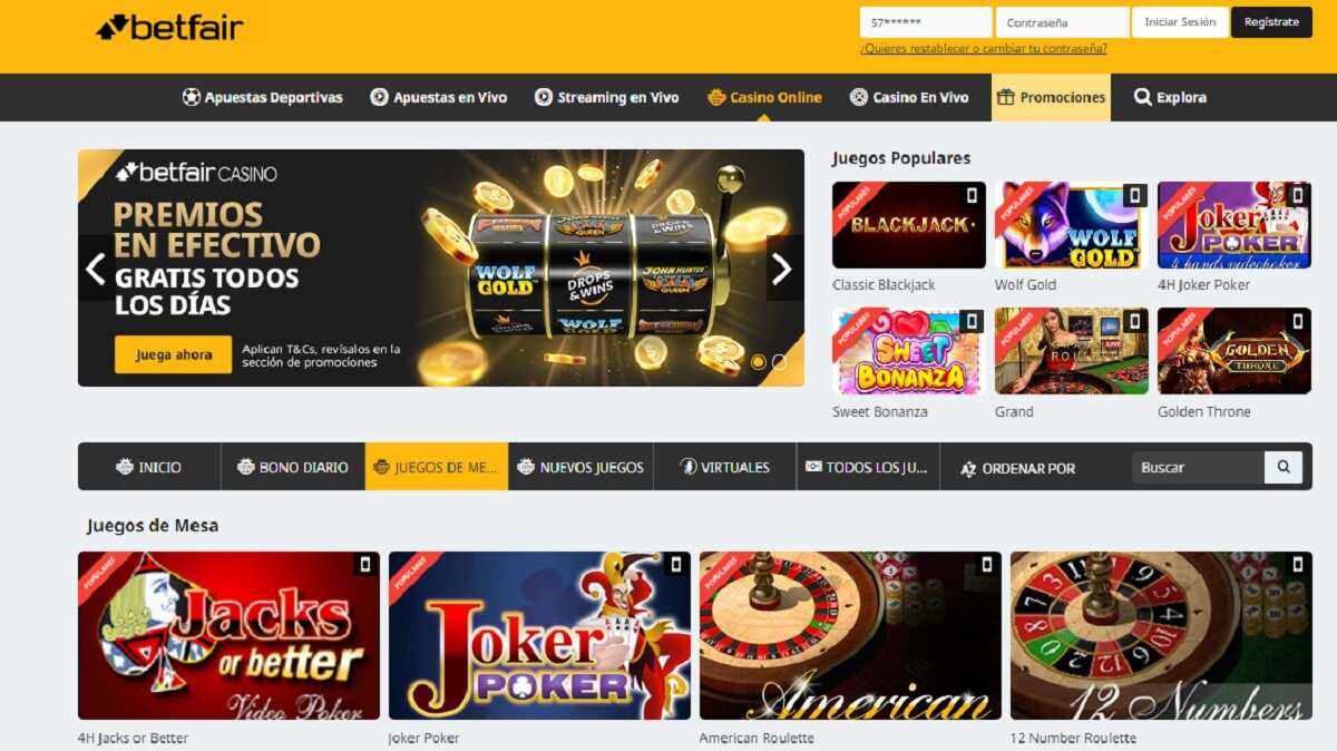 Juegos de poker Colombia Betfair