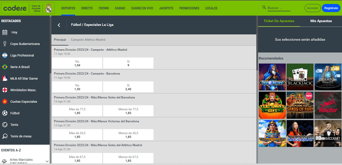 Apuestas La Liga Codere