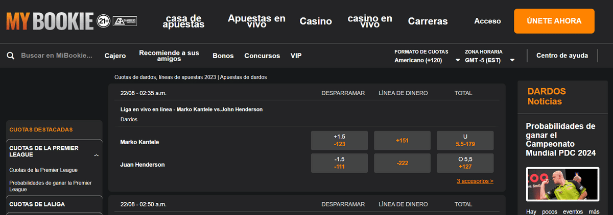 apuestas dardos mybookie