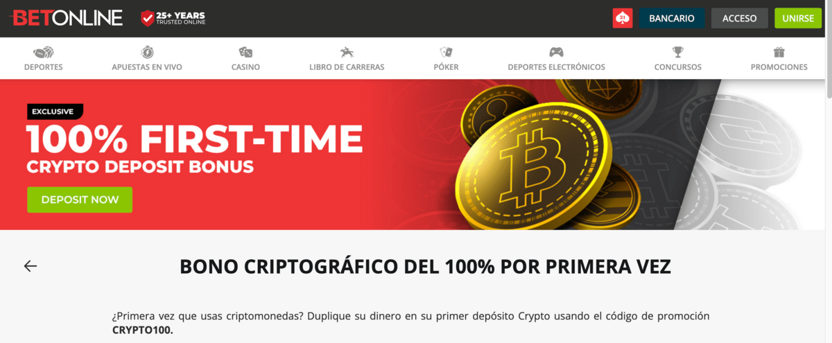 Bono por usar cripto con Betonline promo code