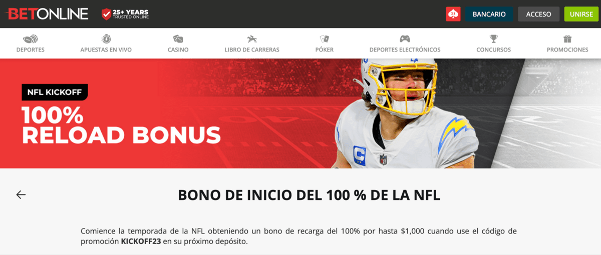 Betonline promo code para la temporada de la NFL