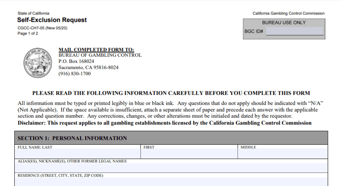 formulario autoexclusion california