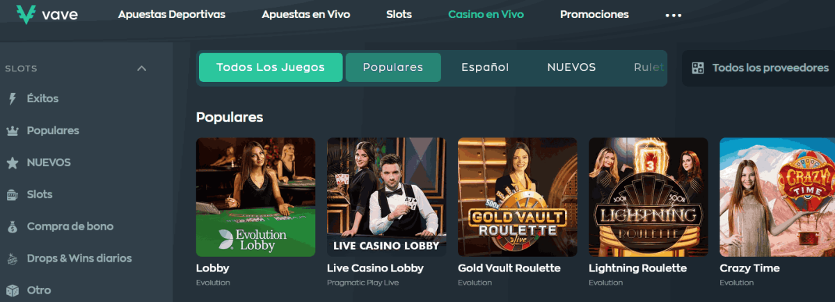 bitcoin live casino online vave