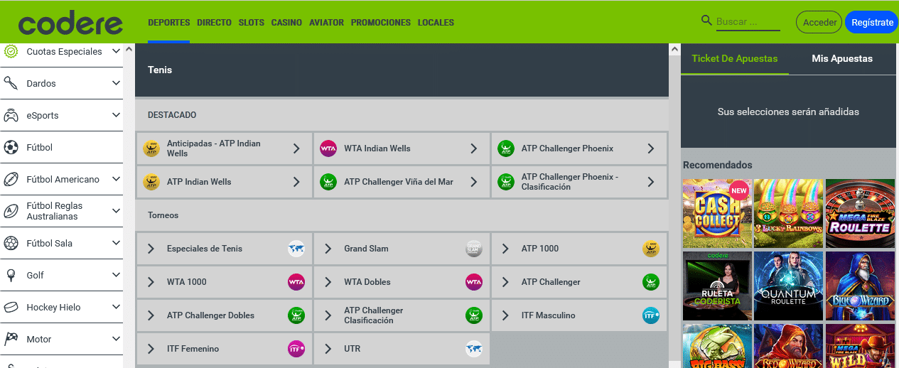 apuestas tenis Codere