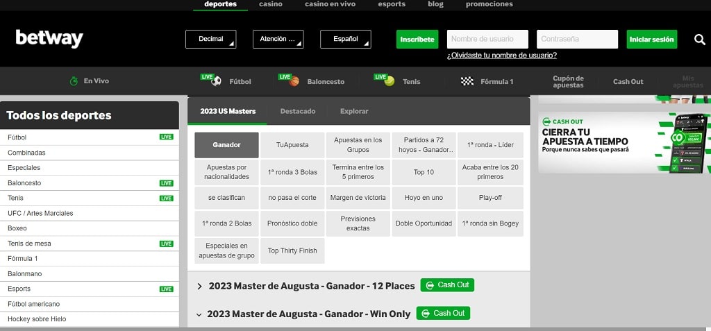 Apuestas golf betway