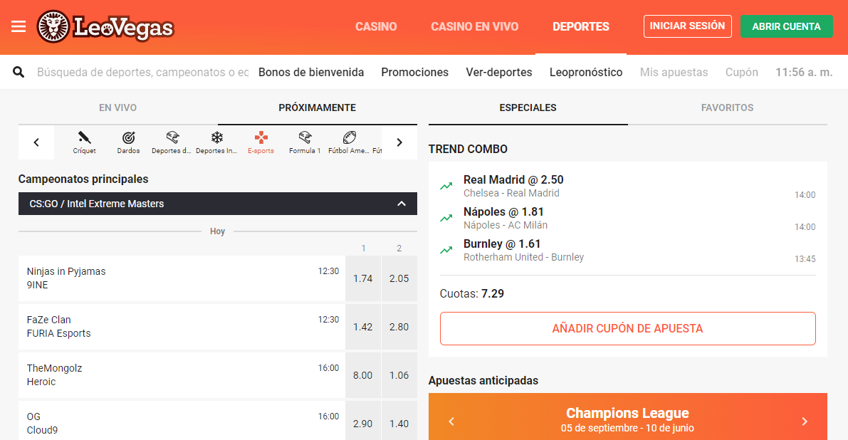 Apuestas eSports LeoVegas