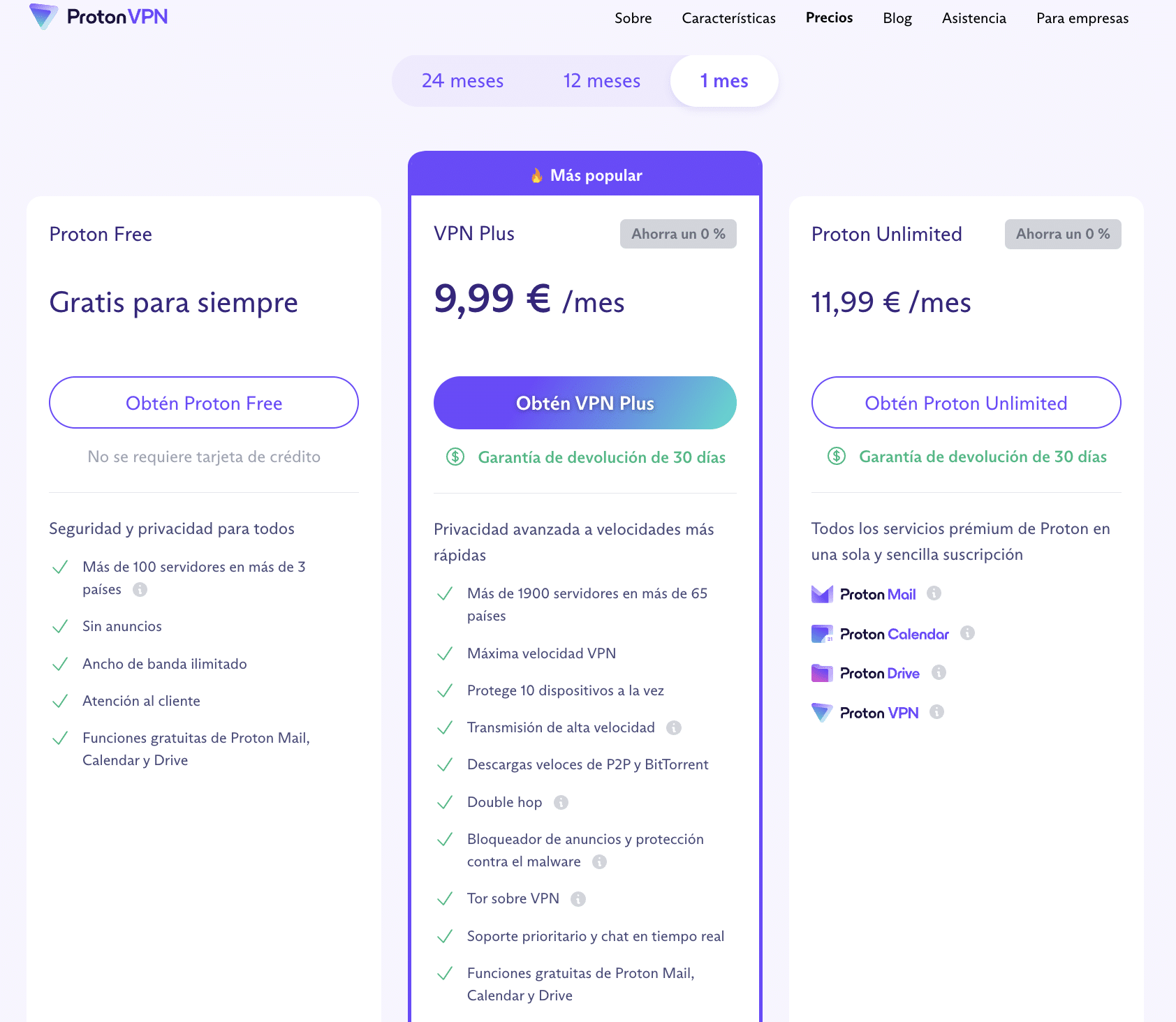 Proton VPN plan 1 mes