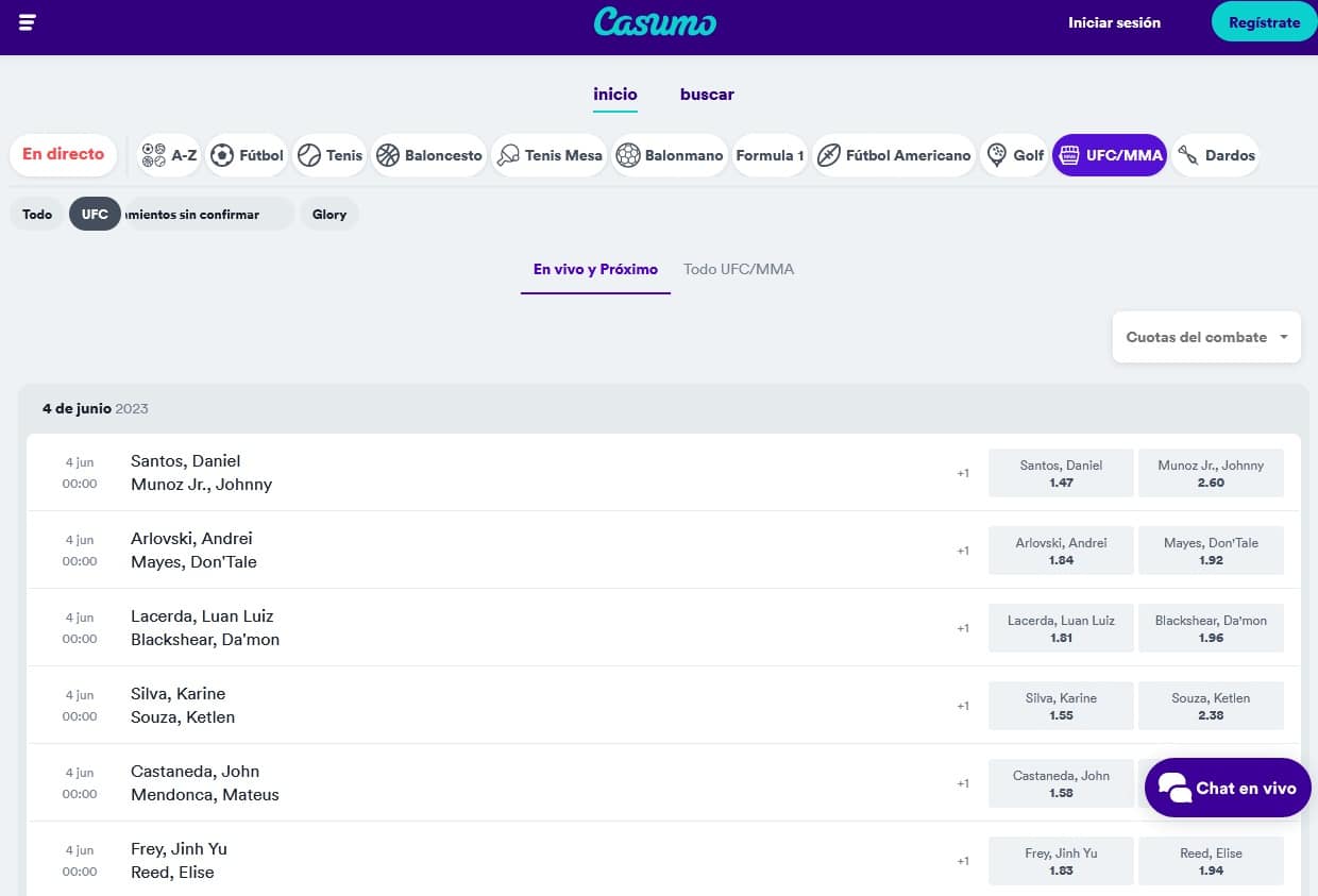 apuestas ufc Casumo