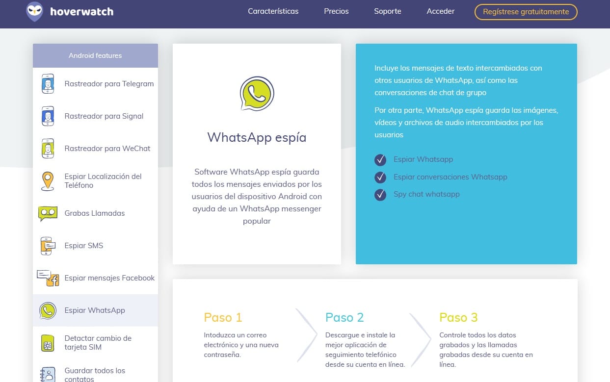 espiar whatsapp Hoverwatch