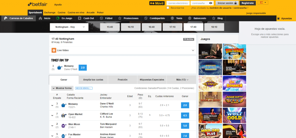 Carreras de caballos apuestas Betfair