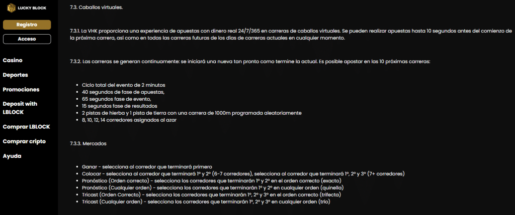 Carreras de caballos apuestas Lucky Block