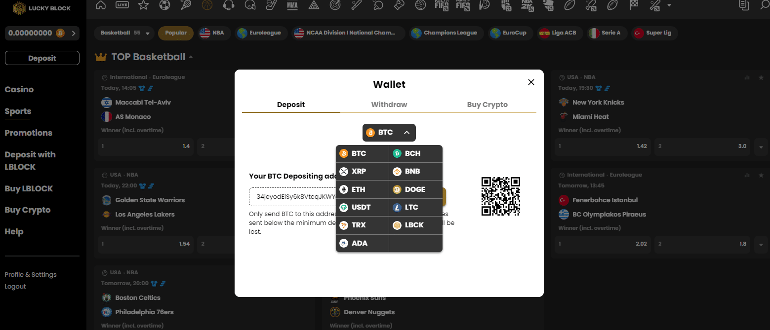 Lucky Block deposito