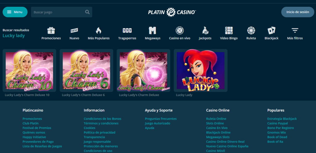 Lucky Lady's Charm deluxe slot Platin Casino