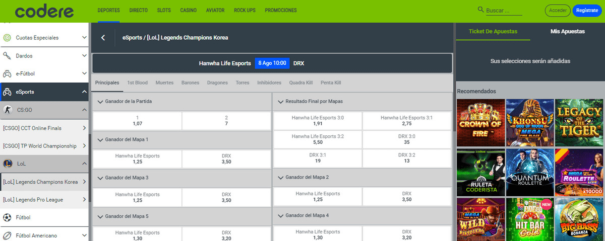 codere apuestas lol